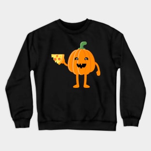 Halloween Pumkin. Cute Pumpkin eat pizza. Crewneck Sweatshirt